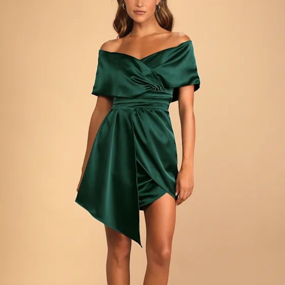 Lulu's Strapless Emerald Green Dress Worn Once